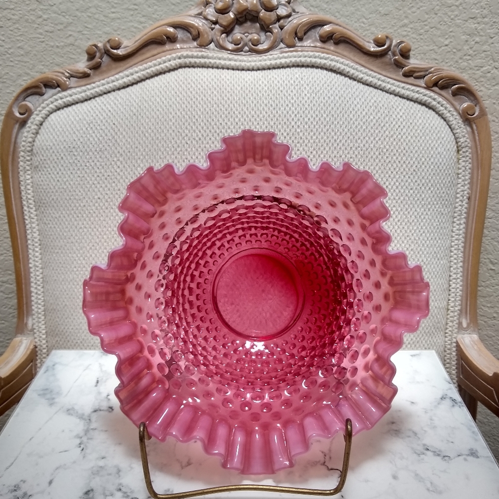 Fenton Cranberry Opalescent Hobnail Bowl